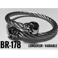 Br-178 Bracelet câble  skull acier inoxidable « stainless steel » 